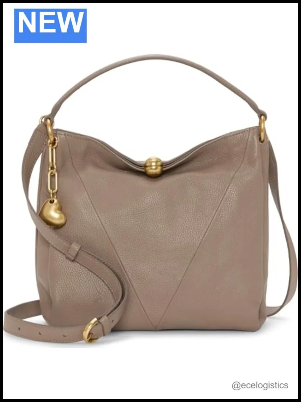 Genuine Leather Hobo Shoulder Bag with Magnetic Closure, Crossbody Strap